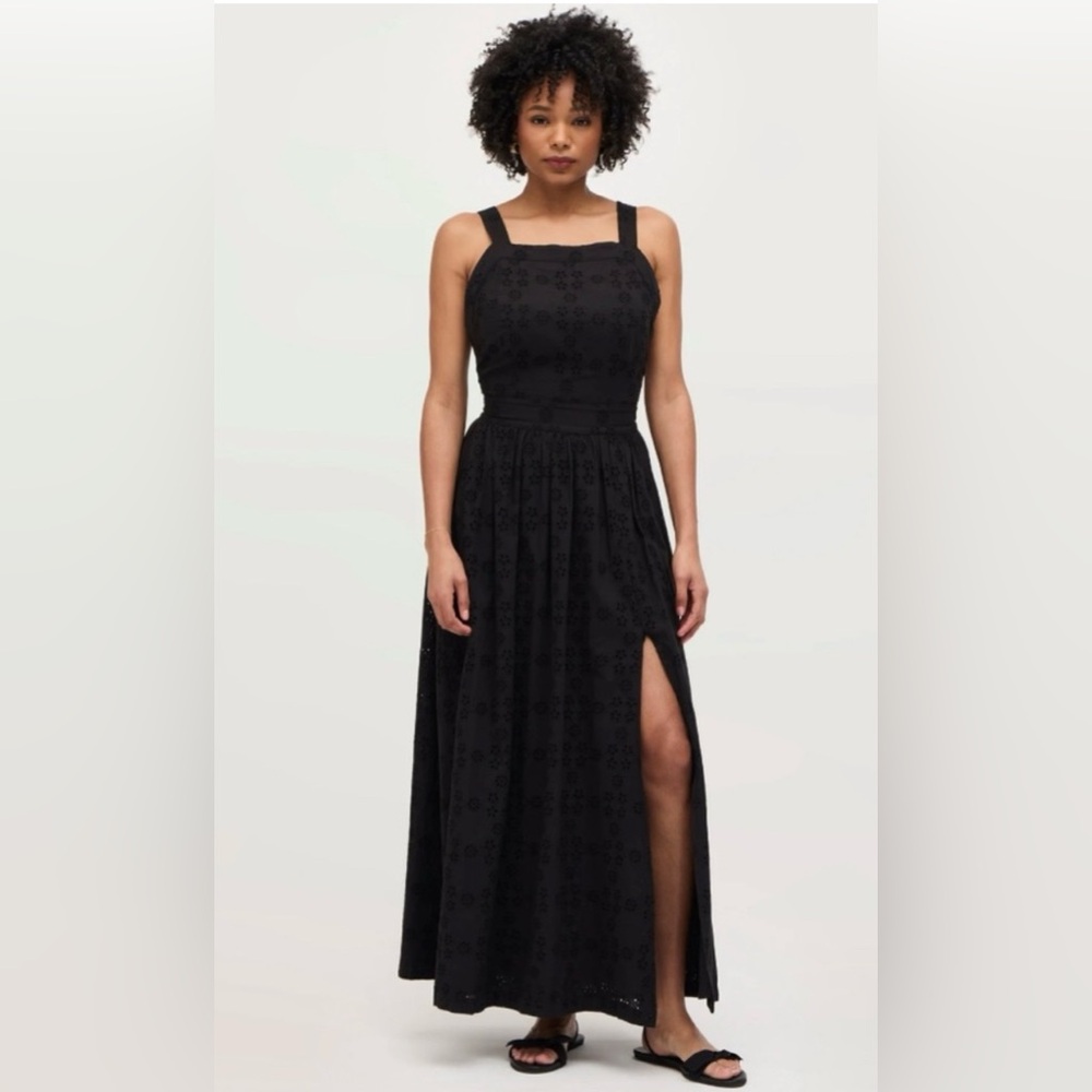 Hill House Black Pleated Slit Maxi Dress